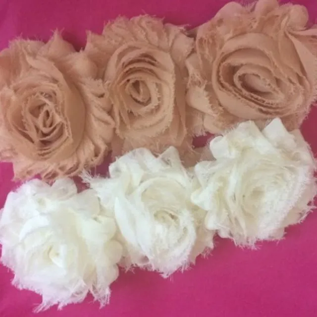 Baby Flower Headbands Set of 2 in Ivory and Beige