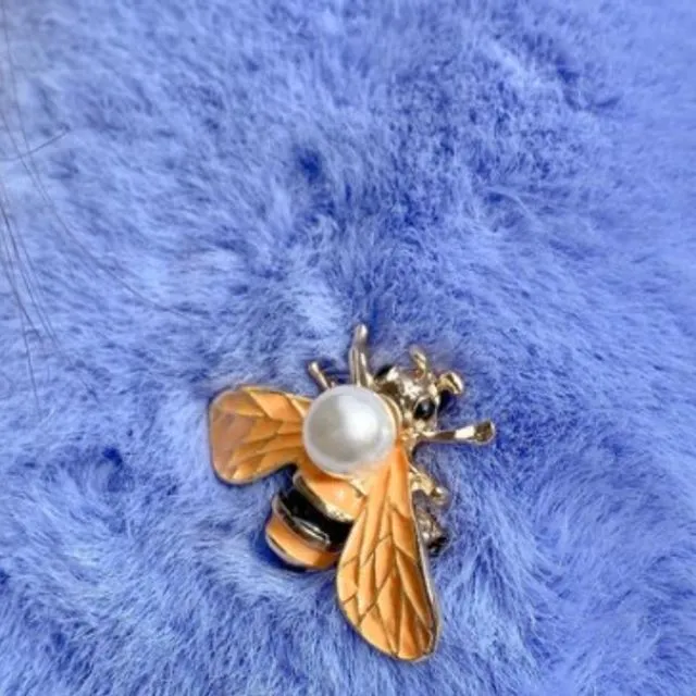 Bee Brooch with Enamel, Crystal and Pearl