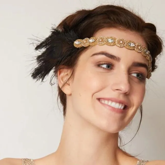1920s Headband in Black and Gold