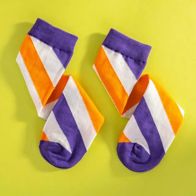 Orange and purple striped Egyptian cotton men's socks