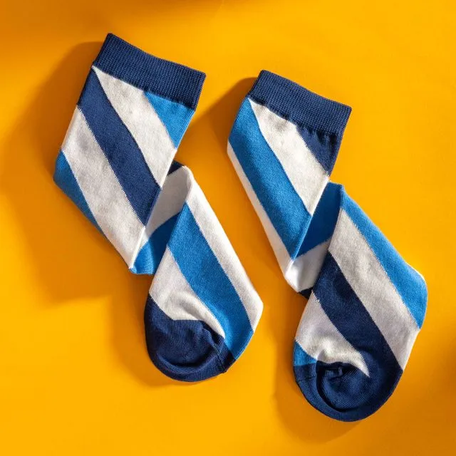 Men's blue striped Egyptian cotton socks