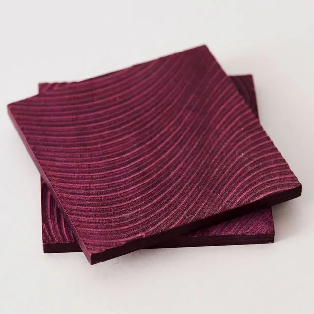 Hirake Handcrafted Sustainable Square Coasters - Wine Red