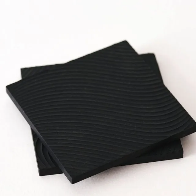 Hirake Handcrafted Sustainable Square Coasters - Black