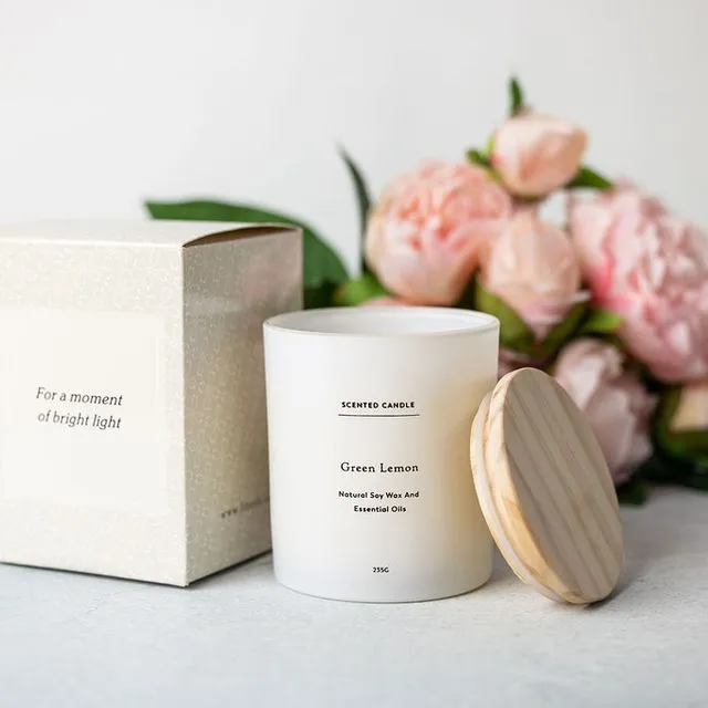 Large 8 oz + Glass Soy Candle in a Gift Box - "For a Moment of Bright Light"