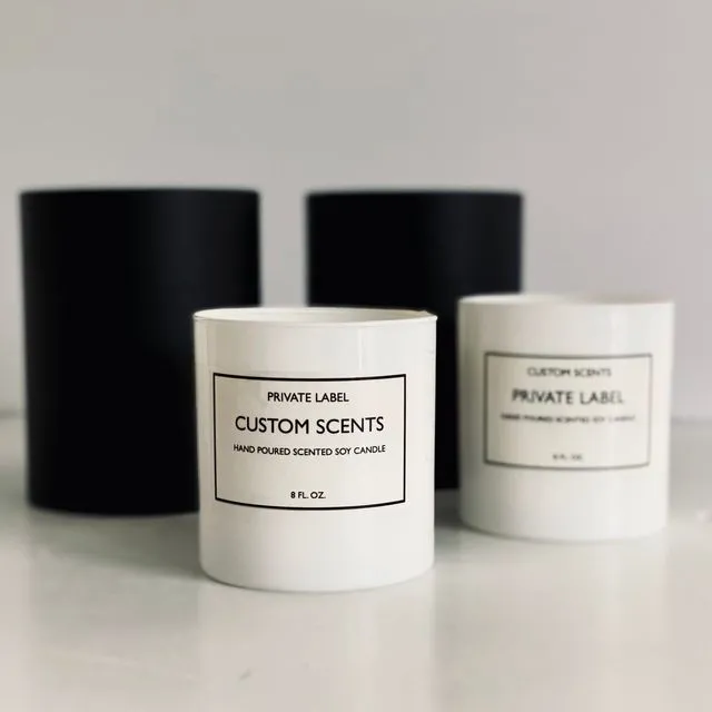 Custom Private Label Scented Soy Candles White Glass / Gift Box