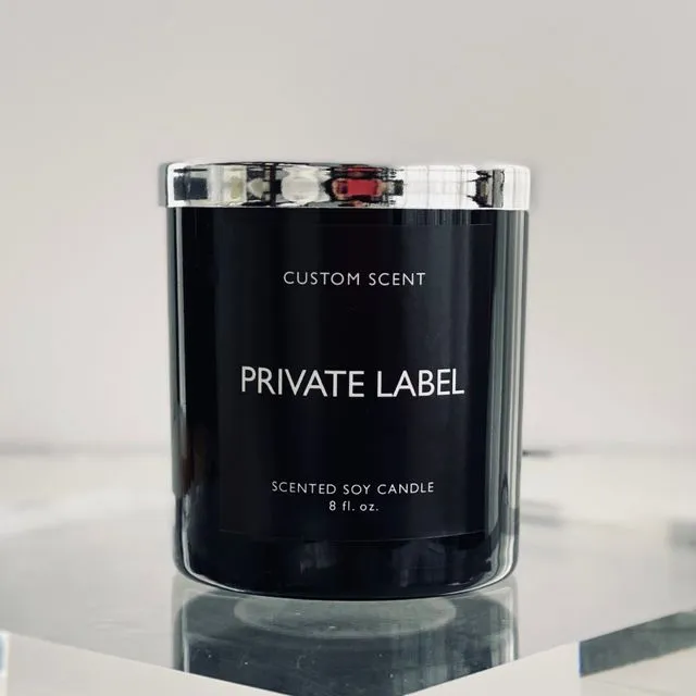 Custom Private Label Scented Soy Candles Black Glass / Lid
