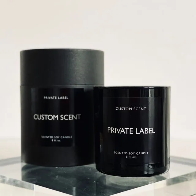Custom Private Label Scented Soy Candles Black Glass / Gift Box