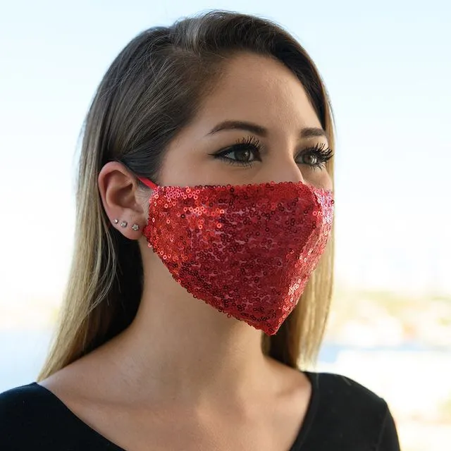 RED SEQUIN MASK (CASE OF 6)