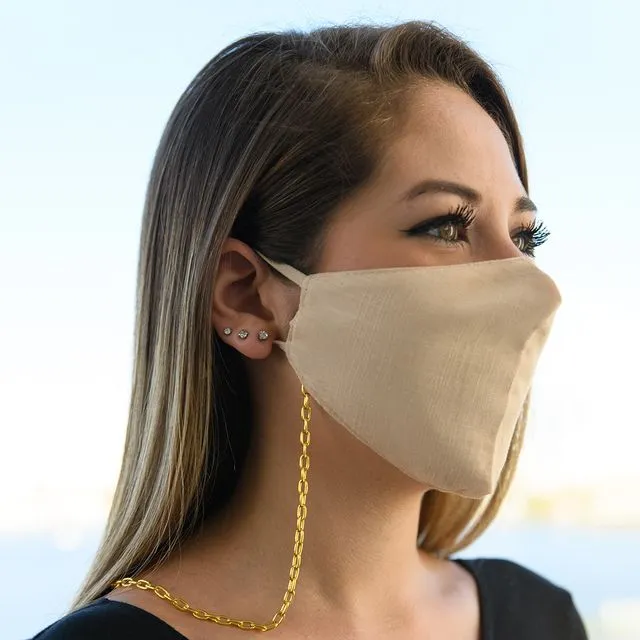 NUDE LINEN MASK WITH CHAIN (CASE OF 6)