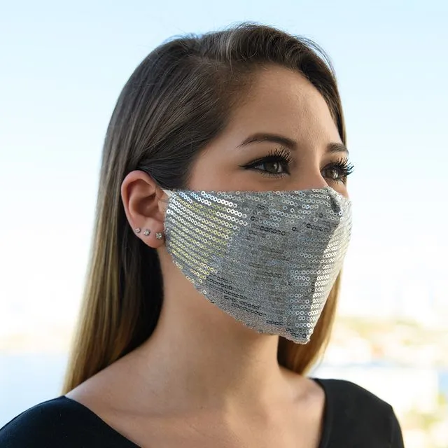 SILVER SEQUIN MASK (CASE OF 6)