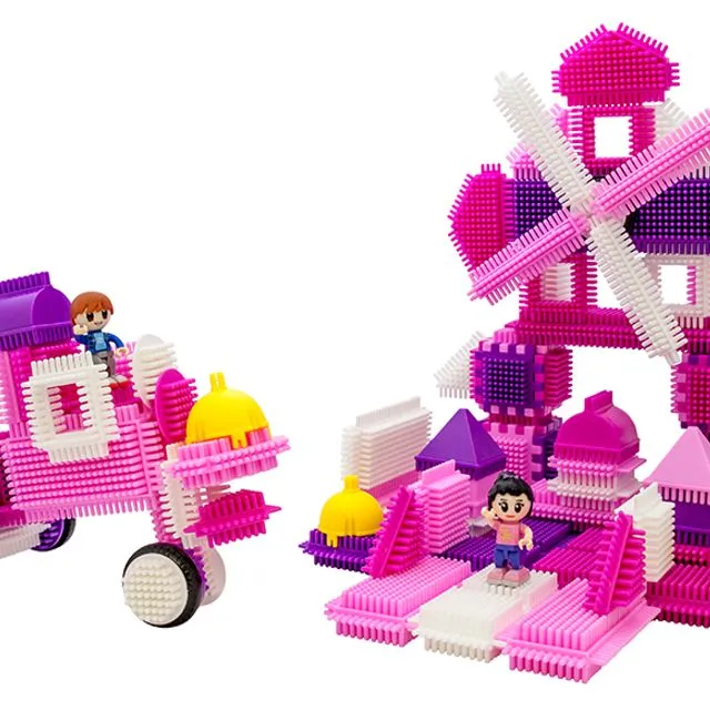 PicassoTiles® PTB106 Pink Castle Hedgehog Building Blocks 106 Psc Basic Building Set