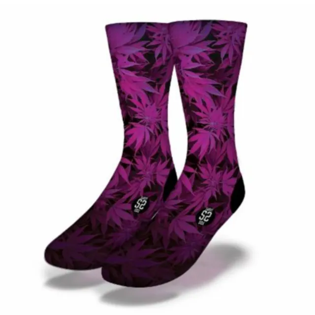 POT LEAF FOREST Funny Weed Socks (Purple)