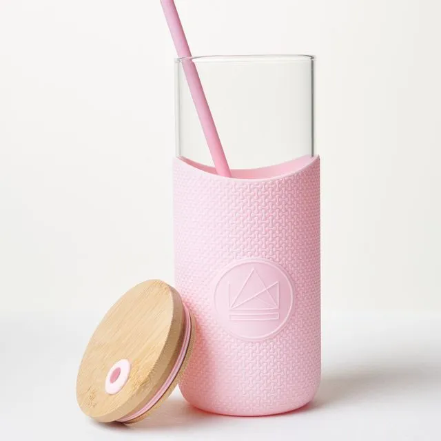 Neon Kactus Reusable Glass Tumbler - Pink Flamingo 1000ml