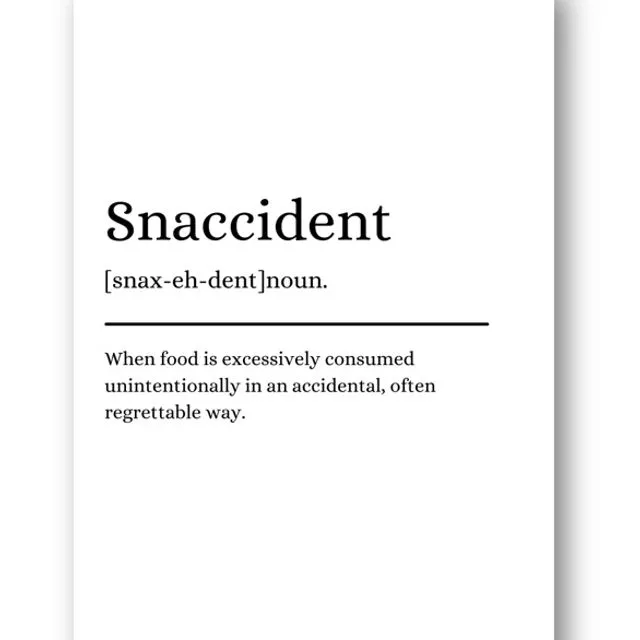 Second Ave A5 Snaccident Definition Quote Word Wall Art Print Birthday Gift Home Decor
