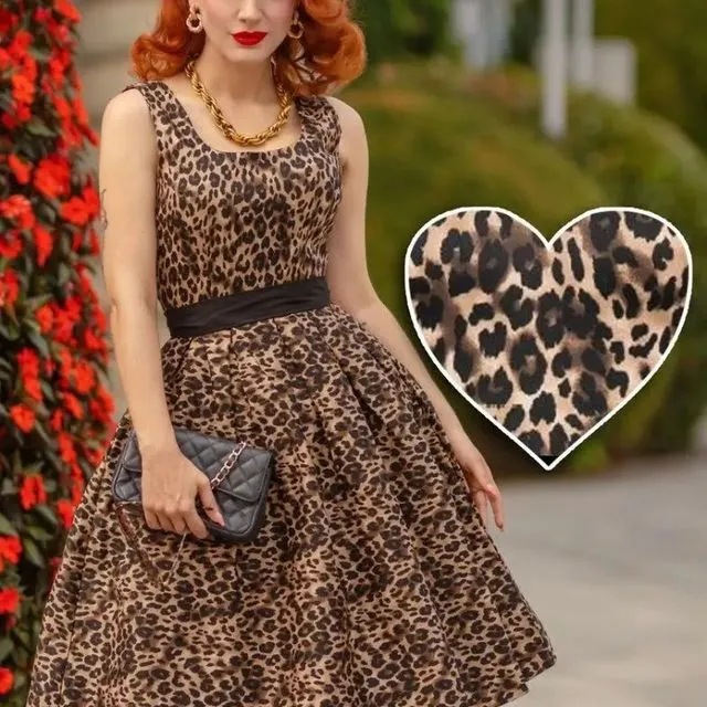V950-TIGER Amanda Leopard Print Swing Dress