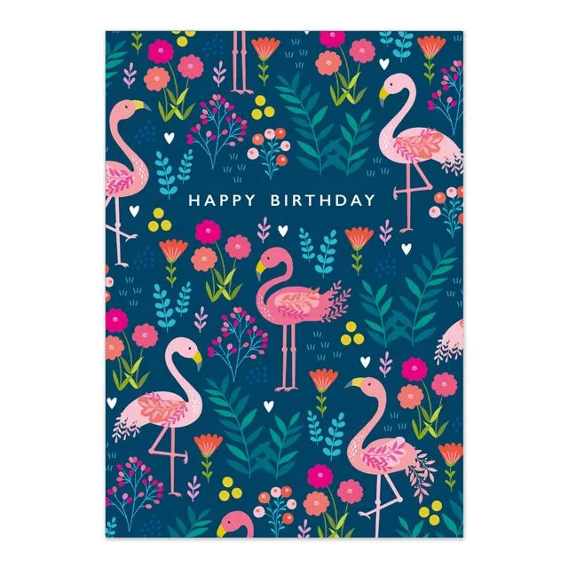 Flamingo Pattern Birthday Card