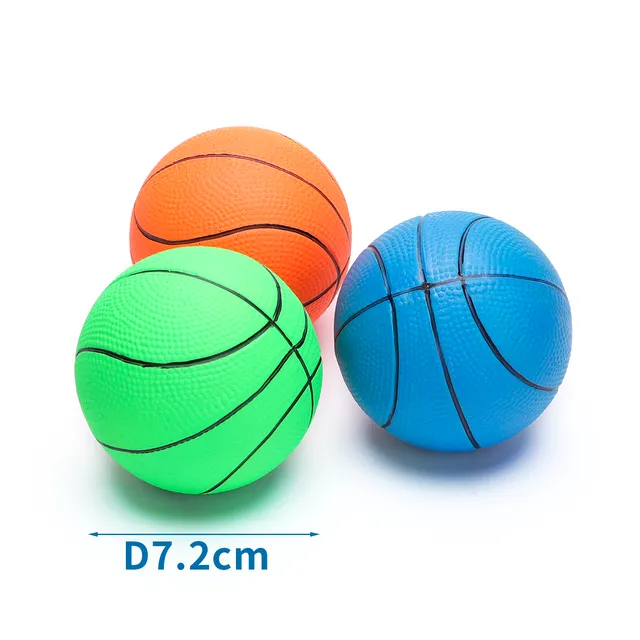 Rubber Foam Basketball D7.2Cm Fluorescent Orange/Fluorescent Green/Fluorescent Blue