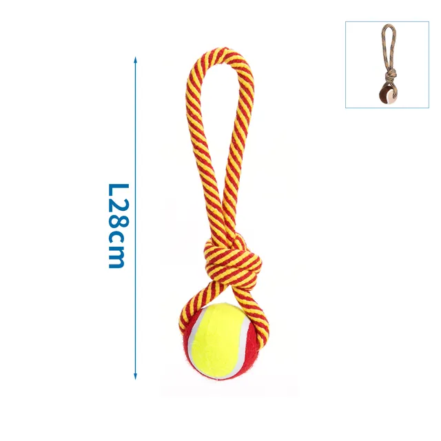 Cotton Rope Toy L28Cm Yellow&Red/Black&Light Camel&Beige 110G