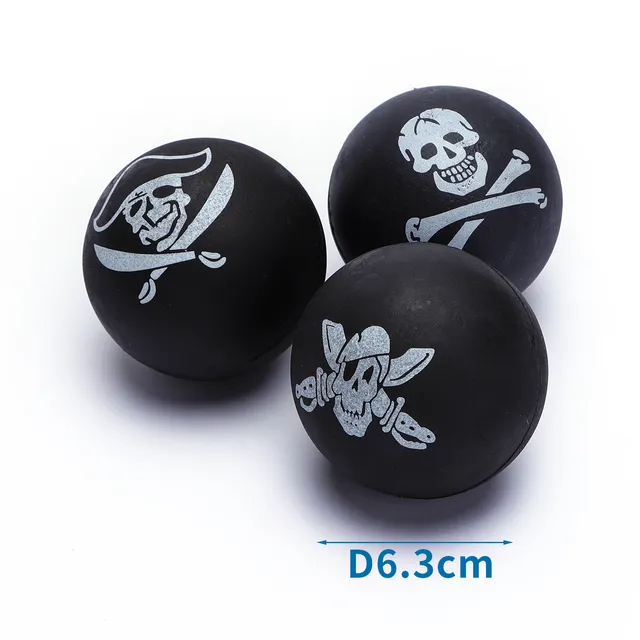 Rubber Foam Ball Pirate D6.3Cm Black