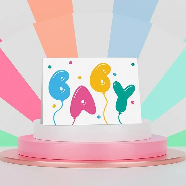Baby Balloons New Baby Card | New Parent | Gender Neutral