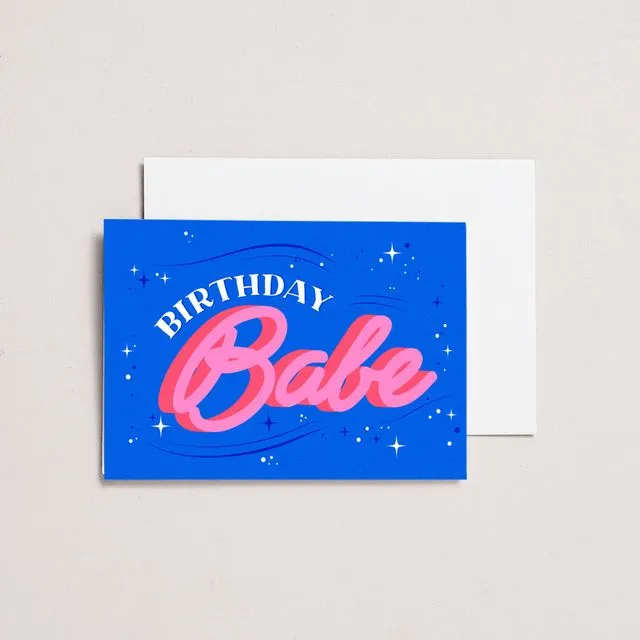Birthday Babe | Female Birthday Card | Squiggly | Retro Card