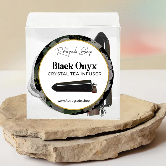 Black Onyx Crystal Gemstone 2-Inch Tea Ball Infuser