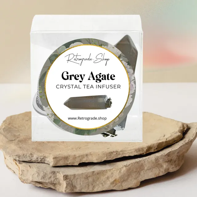 Grey Agate Crystal Gemstone 2-Inch Tea Ball Infuser