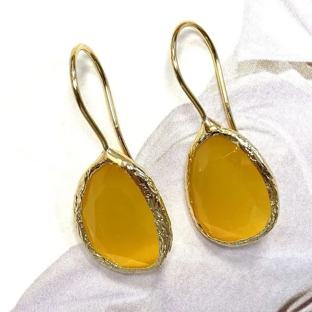 Earrings cateye stone warm yellow
