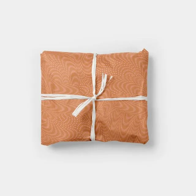 Terracotta Dot Waves Op Art Gift Wrap