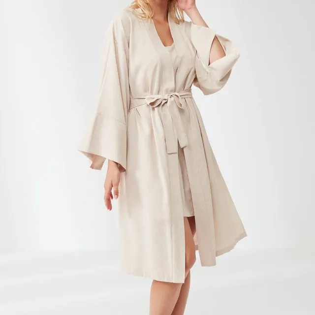 Bamboo Comfort Jacquard Dressing Gown Ecru