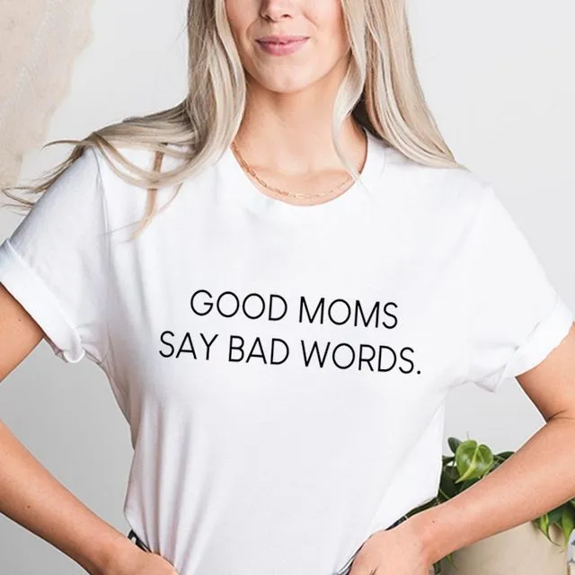 TS3022-3 -GOOD MOMS SAY BAD WORDS Graphic Print Women Top Packaged 2-2-2 (SML)