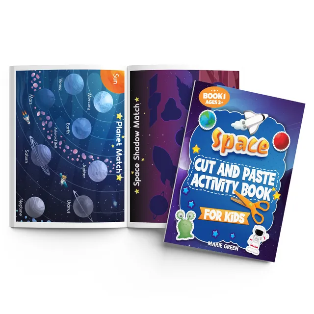 Space Cut and Paste Activity Book for Kids - Book 1