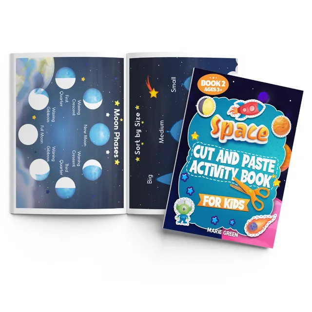 Space Cut and Paste Activity Book for Kids - Book 2