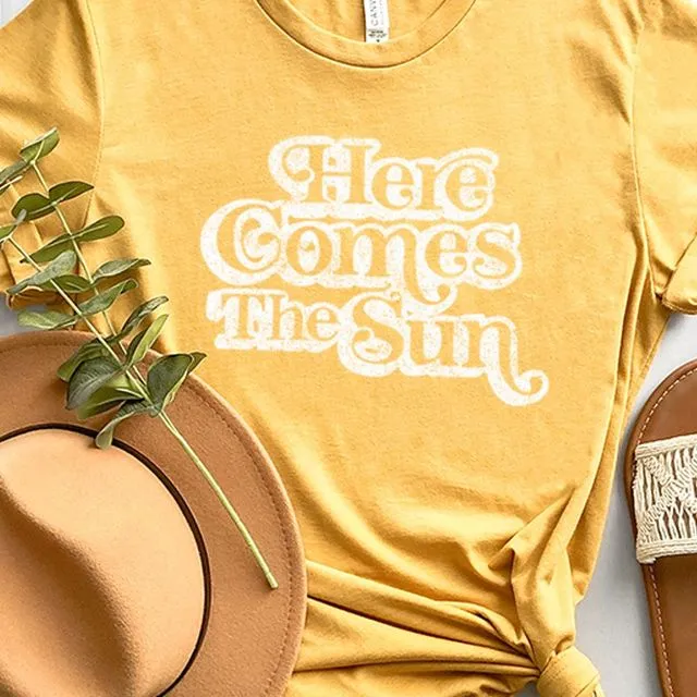 TS6201 -HERE COMES THE SUN Graphic Print Women Top Packaged 2-2-2 (SML)