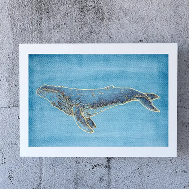 Limited Edition Watercolour and Stipple humpback Whale Print