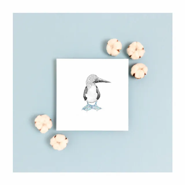Blue Footed Booby Watercolour Pointillism Card