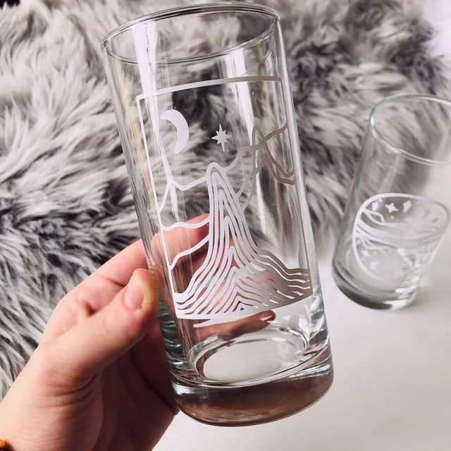 Cold brew glasses, boho cocktail glass Desert hills
