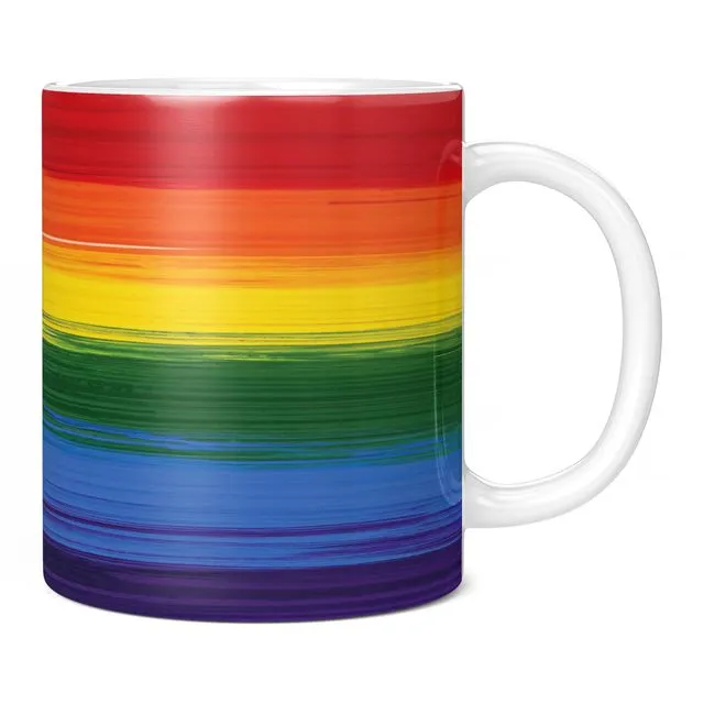 Painted Effect Gay Pride Flag Mug, LGBT LGBTQ Rainbow Flag