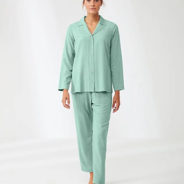 Bamboo Comfort Feel Jacquard Pyjama Set in Green