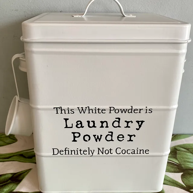 This White Powder is Laundry Powder Not Cocaine Canister with scoop