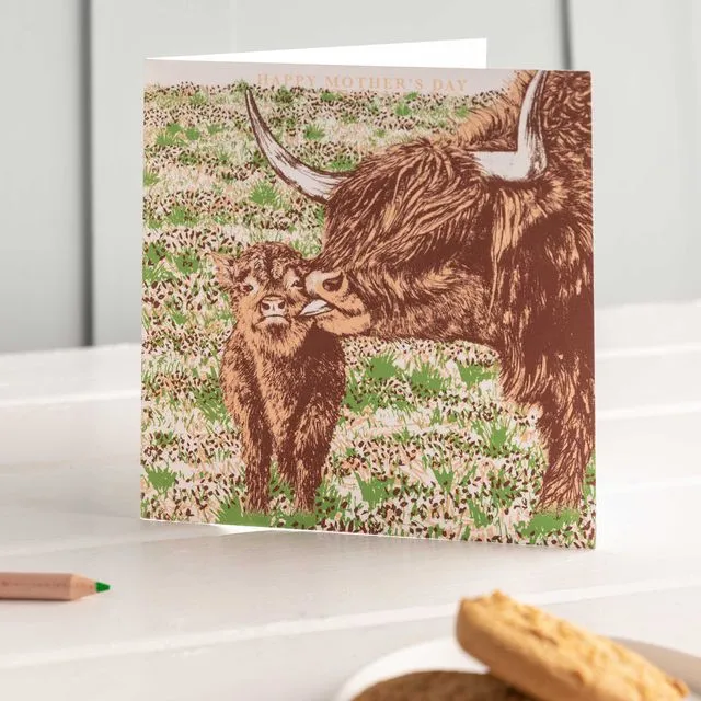 Highland Cow Mother's Day Card