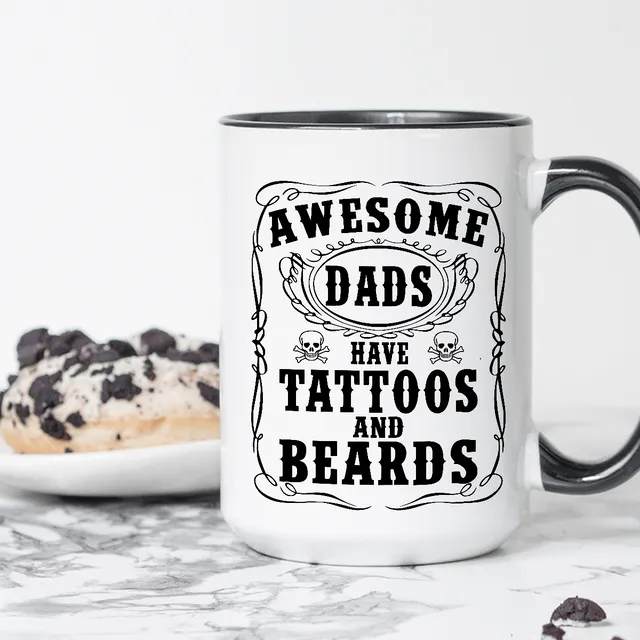 Awesome Dads Have Tattoos and Beards Coffee Mug