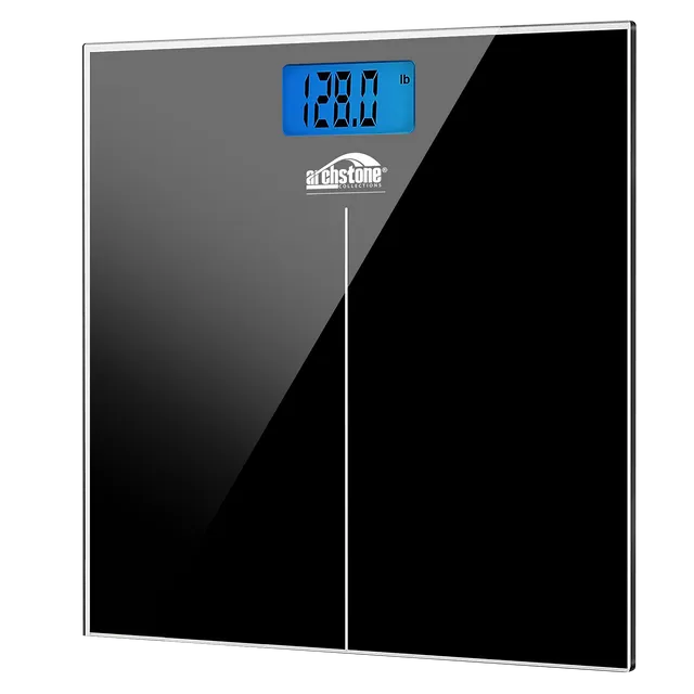 Bathroom Scale - LCD Backlighting and Tempered Glass Black