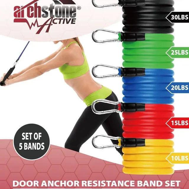 Door Anchor Resistance Bands - 5 pc. Set, Metal Clips