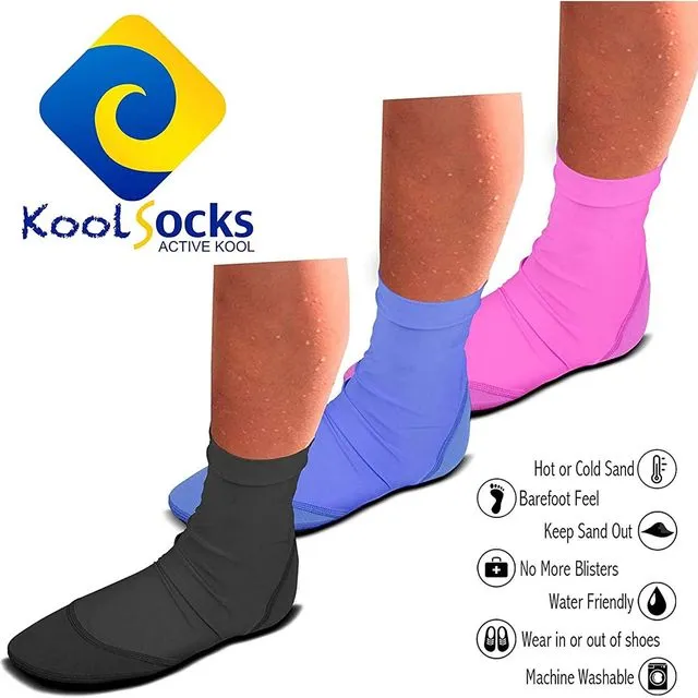Sand Socks (Kool Socks) - Keep Feet Cool/Warm on the Sand Black