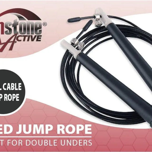 Speed Jump Rope with Rubber Coated Handles, Black Color
