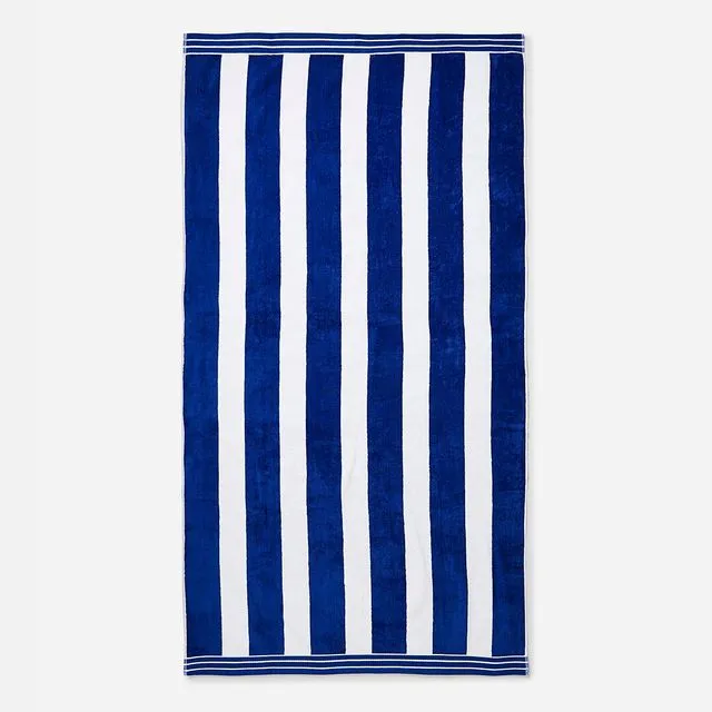 Jumbo Cabana Stripe Beach Towels (Navy/White)
