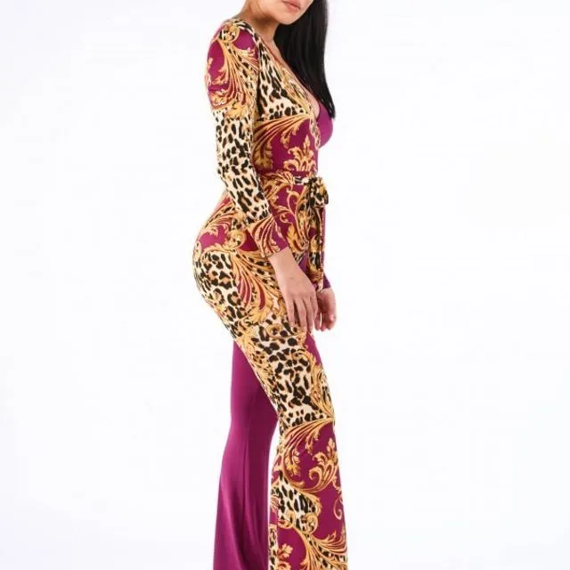 Kechi Half Leopard Print Jumpsuit