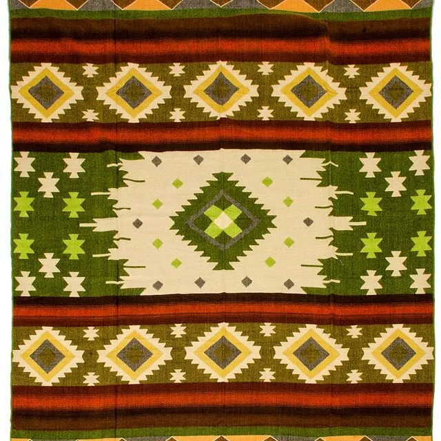 Mini alpaca native blanket Quilotoa Green