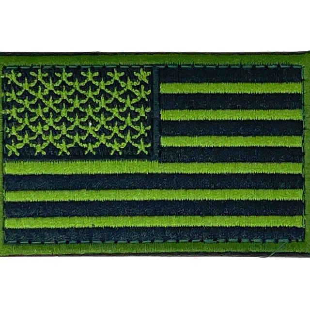 Tactical USA Flag Patch with Detachable Backing Green